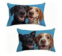 Housse Coussin 40x70 cm Lot de 2 Chien Housse De Coussin 40 x 70 cm Gros Coussin De Canapé Bleu Rectangle Décoration Taie Oreiller Lin pour Decoration Chambre, Printemps été Cadeaux Femme 0-019SZ7
