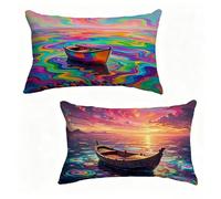 Housse Coussin 40x70 cm Lot de 2 Couleur Housse De Coussin 40 x 70 cm Gros Coussin De Canapé Bateau Décoration Taie Oreiller Lin pour Decoration Chambre, Printemps été Cadeaux pour Femme 2-C31662