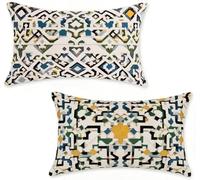 Housse Coussin 40x70 cm Lot de 2 Couleur Rectangle Coussin Canape 40 x 70 cm Housse De Canapé BohêMe Taie Oreiller Lin Cushion Covers pour Chaise Salon Decoration Maison, Cadeaux pour Femme 2-714AC