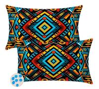 Housse Coussin 40x70 cm Lot de 2 Extérieur Imperméable Housse de Coussin Coloré Taie D'Oreiller Decoratif Géométrique Housses Coussins Exterieures pour Canapé Salon Patio Jardin Décoration -SC134