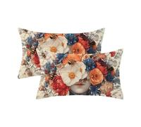 Housse Coussin 40x70 Lot de 2, Fleur Housse de Coussin Femme Motif, Double Face Impression, Fermeture Éclair Invisible,Impermeable,Lavable,Velours Matériel,Exterieur Decoration Taie Oreiller,Model1088