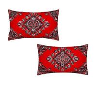 Housse Coussin 40x70, Lot de 2 Housses de Coussin Rouge, Taie Oreiller 15.7x27.6inch en Velours, Décoratif Canapé Taie d'oreiller Super Doux, Housses de Coussins pour Sofa Maison Chambre (Bohême) H-41