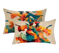 Housse Coussin 40x70cm Coussin Tribu Rectangulairetaie Oreiller Femme Lin Respirable et Durable Taie d'oreiller 40x70 vec Fermeture à Glissière Invisible, Automne Decoration Maison Canapé Lit,860-j