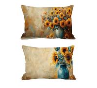 Housse Coussin 40x70cm Orange Coussin Exterieur Impermeable Tournesol Lot de 2 Rectangulaire Lin Coussin Salon de Jardin Exterieur Impermé Decoration Automne Taie Oreiller pour Maison Salon -T1047