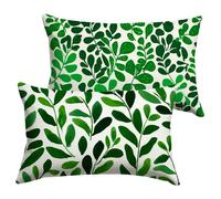 Housse Coussin 40x70cm Vert Coussin Canape Usine Housse Coussin 2 Pièces Doux Taie en Velours Decoratif D'oreiller, Impression Double Face D'automne Décoration, Chambre Jardin Terrasse Le Banc Y-P335