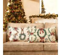 Housse Coussin 40x80 Beige Housse de Coussin Double Face Velours Noël Taie Oreiller, Rectangulaire Decoration Noel Taie Oreiller, Lot de 2 avec Fermeture Eclair pour Decoration Chambre Canapé X-q-321