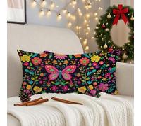 Housse Coussin 40x80 cm Floral Coussin Exterieur Impermeable Lin Taie Oreiller avec Fermeture Éclair Invisible Lot de 2 Papillon Cushion Covers pour Jardin Terrasse Automne Decoration Maison 3m-173