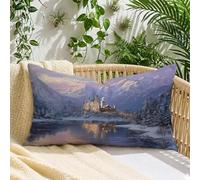 Housse Coussin 40x80 cm Hiver Coussin Extérieur Imperméable Lin Montagne enneigée, Impression Recto-Verso et Fermeture Invisible, Décoration Printemps Été pour Canapé, Jardin, Balcon, Terrasse,A*574