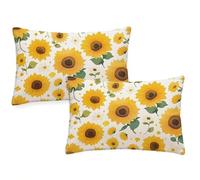 Housse Coussin 40x80 cm Jaune Coussin Exterieur Impermeable Lot de 2 Taie Oreiller Fleur Style Velour Pillow Case Rectangulaire Protege Oreiller ,Pour Extérieur Jardin Coussins Decoratif qq-242