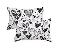 Housse Coussin 40x80 cm, Lin Housse Coussin Gris, Coussins Exterieur Impermeable Lot de 2, Taie Oreiller Rectangulaire Amour Motif, Impression Recto Verso pour Decoration Maison, Salon, Jardin -10091