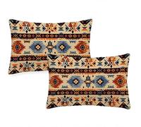 Housse Coussin 40x80 cm Rétro Coussin Exterieur Impermeable Lot de 2 Taie Oreiller Nationalité Style Velour Pillow Case Rectangulaire Protege Oreiller ,Pour Jardin Canape Coussins Decoratif qq-270