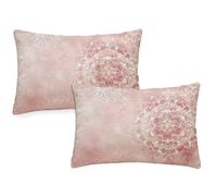 Housse Coussin 40x80 cm Rose Coussin Exterieur Impermeable Lot de 2 Taie Oreiller Mandala Style Velour Pillow Case Rectangulaire Protege Oreiller ,Pour Extérieur Jardin Coussins Decoratif qq-234