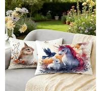 Housse Coussin 40x80 Lot de 2 Écureuil Coussin Exterieur Impermeable Lin Taie Oreiller, Taie d'oreiller Décoratives à Motif Cheval, avec Fermeture Éclair Invisible, pour Decoration Maison Canapé W-1
