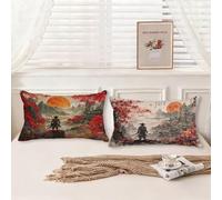 Housse Coussin 40x80 Lot de 2 Housse de Coussin Japon, Paysage Motif Conception Double Face Impression Lin Taie Oreiller avec Fermeture Eclair Caché pour Decoration Salon Chambre Cadeau Femme,Model939