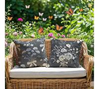 Housse Coussin 45 x 45 Japon Coussin Exterieur Impermeable VeloursGris Coussins Canape, Double face Lot de 2 Taie Oreiller pour Salon de Jardin Balcon, Decoration Maison Salon Chambre, Cadeau RG-917