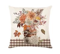 Housse Coussin 45x45 Brown Feuilles Géométrie Taie Oreiller Coton et Lin Housse de Coussin 45x45 avec Fermeture Eclair Cachée Respirabilité Taie D'oreiller Protège Oreiller Coussins Décoratifs 1 Pcs