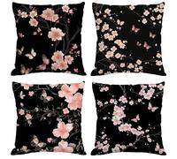 Housse Coussin 45x45 cm Coussin Exterieur Impermeable Noir avec Fermeture à Glissière Invisible Velours Décoratifs Taie Oreiller Rose, pour Intérieur/Extérieur Canape Balcon Patio Jardin Gifts Y-1065