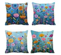 Housse Coussin 45x45 Couleur Taie d'oreiller, Lot de 4 Velours taie oreiller, Papillons Carré oreiller pour maison décor O Automne Cadeaux, Fermeture à glissière invisible, Lavable en machine. B-59