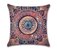 Housse Coussin 45x45 Feuilles Mandala Orange Taie Oreiller Canape Salon Lin Carré Chambre Chaise Housse Coussin Exterieur Jardin Automobile Coussins Décoratifs