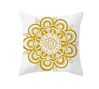 Housse Coussin 45x45 Mandala D'Or Taie D'oreiller Coussin Deco 1 Pcs | Coton Lin,Fermeture Eclair Cachée Invisible,Respirabilité Doux,Lavable,Chambre à Coucher Salon Canapé Lit Housse Oreiller