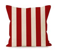Housse Coussin 45X45 Rayures Rouges Coussin Decoratif Canapé Taie d'oreiller,Taie Oreiller en Lin Coussin Exterieur- Housse De Coussin Fermeture À Glissière Invisible,Hypoallergénique