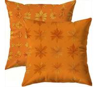 Housse Coussin 45x45cm Decoratif Housse Coussin Orange,Velours Taies d'oreillers Lot de 2,Feuille Taie Oreiller Double Face Impermé avec Fermeture éclair Invisible pour Patio Canape Balcon Decor A882