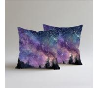 Housse Coussin 45x45cm Lin de coton Doux, Lot de 2 Housse Coussin Decoratif Le Ciel Étoilé Coussins Canape Impression Double Face Carré Imperméable à l'eau à l'extérieur, Maison Chambre,Le Lac S0A-560