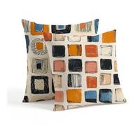 Housse Coussin 45x45cm Lot de 2 Coussin Exterieur Impermeable Couleur Orange Coussin Canape Europe du Nord Velours Taie Oreiller Impression Recto Verso avec Fermeture Eclair Dissimulée 1Z-697