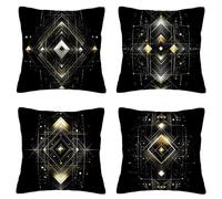 Housse Coussin 45x45cm Lot de 4 Decoration Maison Europe du Nord Housses de Coussin Canapé Abstrait Carré Housse de Canapé Velours, Impression Recto Verso Taie Oreiller pour Decoration Chambre J-11