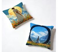 Housse Coussin 50 x 50 Lot de 2 Vue ArrièRe Housse De Coussin 50x50 cm Gros Coussin De Canapé Femme Décoration Taie Oreiller Lin pour Decoration Chambre, Printemps été Cadeaux pour Femme W-H5Y79J