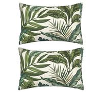 Housse Coussin 50 x 70 cm Feuille Tropicale Coussin Canape Decoration, Lot de 2 Housse de Coussin en Dou x Coussin Canapé Taie Oreiller Rectangulaire Housses de Coussin pour Salon Chambre Jardin J19