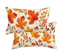 Housse Coussin 50 x 70 en Lin, Lot de 2 Housse de Coussin Automne -4357