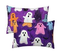 Housse Coussin 50 x 70, Housse de Coussin Halloween Rectangulaire Lot de 2, Velours Taie Oreiller, Motif Violet Coussins Decoratif Impression Recto Verso, Automne Deco Salon Maison, Cadeau Femme C-79