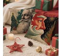 Housse Coussin 50x50 Arbre de Noël Coussin Exterieur Impermeable Velours Taie Oreiller Decoration Homme Cushion Covers avec Fermeture éclair Invisible pour Patio Canape Balcon Decor, Lot de 2 1B-311