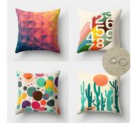 Housse Coussin 50x50,Vert tilleul Housse de Coussin Lot de 4,Lin imperméable Housse Coussin Exterieur Plante Coussins Decoratif, Canapé Chaise Salon Chambre Exterieur Jardin Taie d'oreiller JN-5043