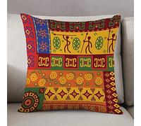 Housse Coussin 50x50cm-Fermeture Zip Cachée,Primitive, Authentique conception de formes sud-américaine vintage aztèque avec dé,Lot de Coussin Canapé pour Canapé Salon Chambre taie Oreiller d'Extérieur