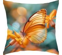 Housse Coussin 50x50cm Housse de Coussins Papillon Jaune Coussin Exterieur Impermeable Canapé Taie Oreiller Lin Décoratif d'oreiller, pour Maison Jardin Chaise Zip Caché Décoration Oreiller YX5RB-273