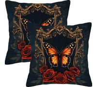 Housse Coussin 50x50cm Lot de 2 Housse de Coussins Papillon Jaune Exterieur Impermeable Canapé Oreiller Lin Décoratif d'oreiller, pour Maison Jardin Chaise Été Décoration Oreiller L5JT-295