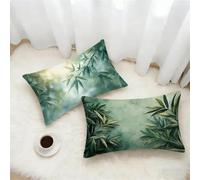 Housse Coussin 50x60 Lot de 2, Vert Taie Oreiller 50x60cm avec Fermeture Éclair Invisible, Planter Imperméable Lin Housse de Coussin, Taie d'oreiller pour Canape Salon Maison Decor Cadeau 7-6176