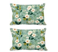 Housse Coussin 50x60cm Couleur des Œufs De Canard Coussin Exterieur Impermeable Velour Double Face Lot de 2 Taie Oreiller Décoratif Canape Rectangulaire Taie d'oreiller Decoration Maison Blanc G976
