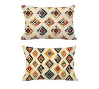 Housse Coussin 50x60cm Crème Coussin Exterieur Impermeable Bohême Lot de 2 Rectangulaire Lin Coussin Salon de Jardin Exterieur Impermé Decoration Automne Taie Oreiller pour Maison Canapé Salon -T909
