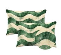 Housse Coussin 50x60cm Gros Taies D'oreillers Rétro Lot de 2 Rectangulaire Housse de Coussin Exterieur Impermeable Lin Decoratif Pillow Case Bande,Extérieur Jardin Patio Été/Automne Décoration LY-1116