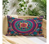 Housse Coussin 50x70 cm Coloré Coussin Extérieur Imperméable Lin Mandala, Impression Recto-Verso et Fermeture Invisible, Décoration Printemps Été pour Canapé, Jardin, Balcon, Terrasse et Patio, A*580