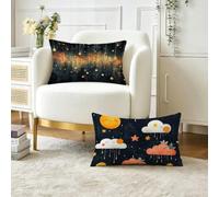 Housse Coussin 50x70 cm Lot de 2 Abstrait Coussin Exterieur Impermeable Lin Coussins Canape Decoratif Taie d'oreiller, Paysage Canapé Rectangulaire Protege Oreiller, pour Decoration Maison O-3516