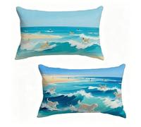 Housse Coussin 50x70 cm Lot de 2 Chien Housse De Coussin 50 x 70 cm Gros Coussin De Canapé Sea Rectangle Décoration Taie Oreiller Lin pour Decoration Chambre, Printemps été Cadeaux Femme Q-391552