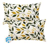 Housse Coussin 50x70 cm Lot de 2 Extérieur Imperméable Housse de Coussin Été Taie D'Oreiller Decoratif Feuilles Housses Coussins Exterieures en Polyester Lin pour Canapé Salon Patio Jardin -SC138