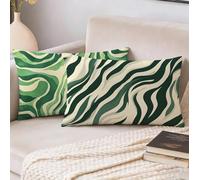 Housse Coussin 50x70 cm Lot de 2, Vert Coussin Exterieur Impermeable, Imprimé léopard Rectangulaire Décoratif Canapé Taie Oreiller, Impermeable Lin Taie d'oreiller, pour Decoration Maison Jardin S-985