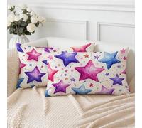 Housse Coussin 50x70 cm Lot de 2 Violet Coussin Exterieur Impermeable Velours Taie d'oreiller, Étoile Décoratif Canapé Rectangulaire Protege Oreiller, pour été Extérieur Jardin Salon Chambre S-4835