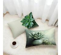 Housse Coussin 50x70 Lot de 2, Vert Taie Oreiller 50x70cm avec Fermeture Éclair Invisible, Planter Imperméable Lin Housse de Coussin, Taie d'oreiller pour Canape Salon Maison Decor Cadeau L-8704