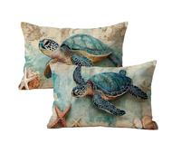 Housse Coussin 50x70 Tortues de mer Motif Housse Coussin Animal Lin Taie d'oreiller Rectangulaire Decoration Taie d'oreiller Lot de 2 pour Lit Maison Salon Chambre Chambre Exterieur Jardin L-402